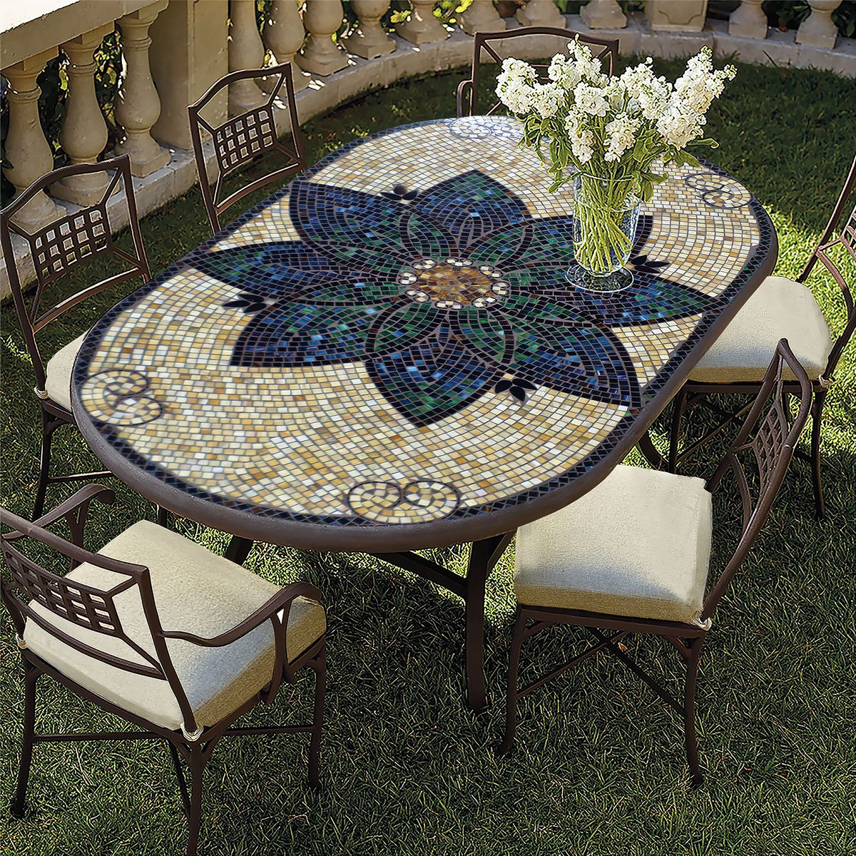 Monaco Mosaic Oval Bistro-Iron Accents