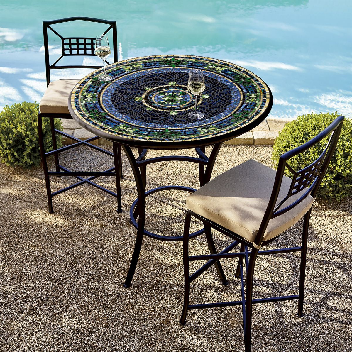 Lake Como Mosaic High Dining Table-Iron Accents