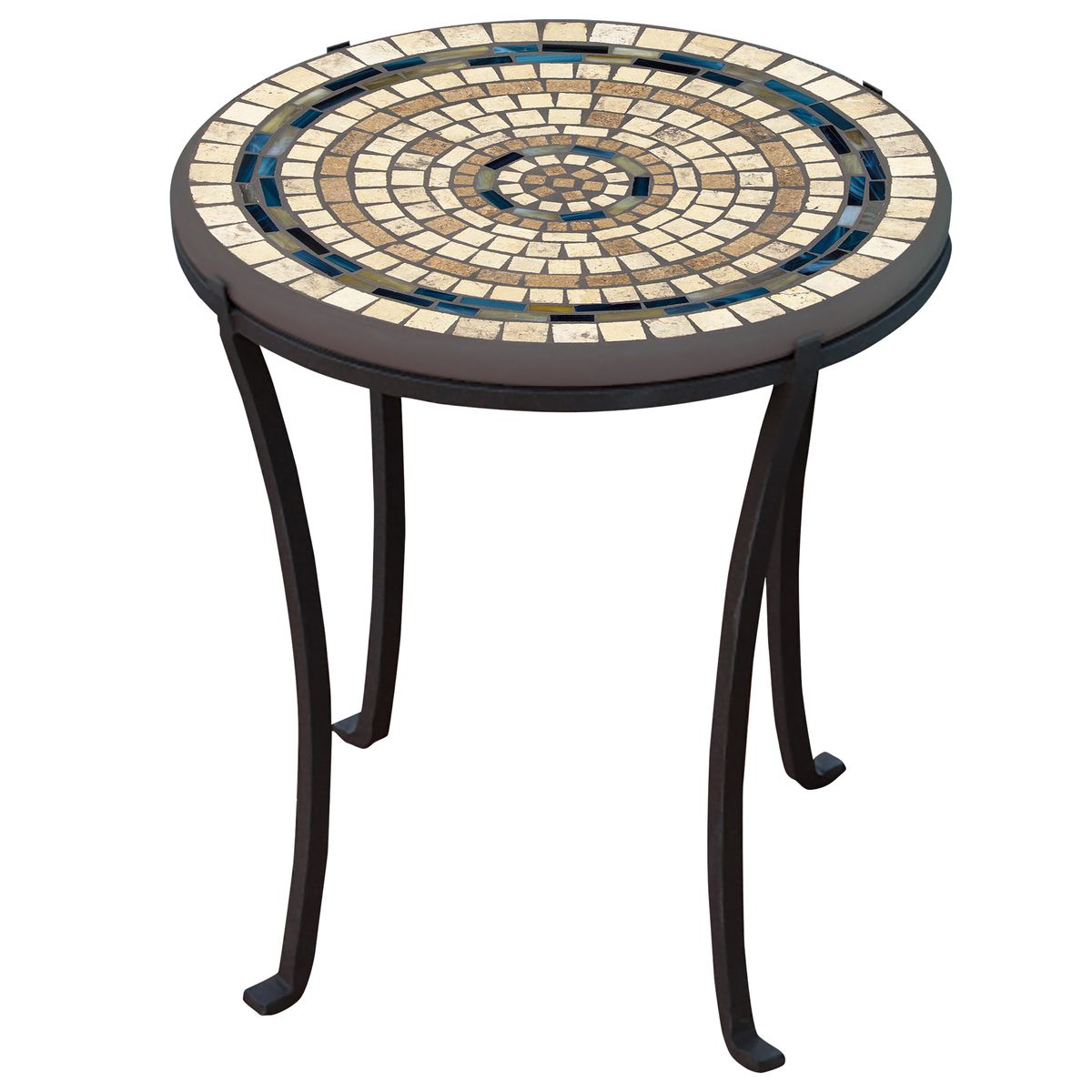Slate Stone Mosaic Chaise Table-Iron Accents