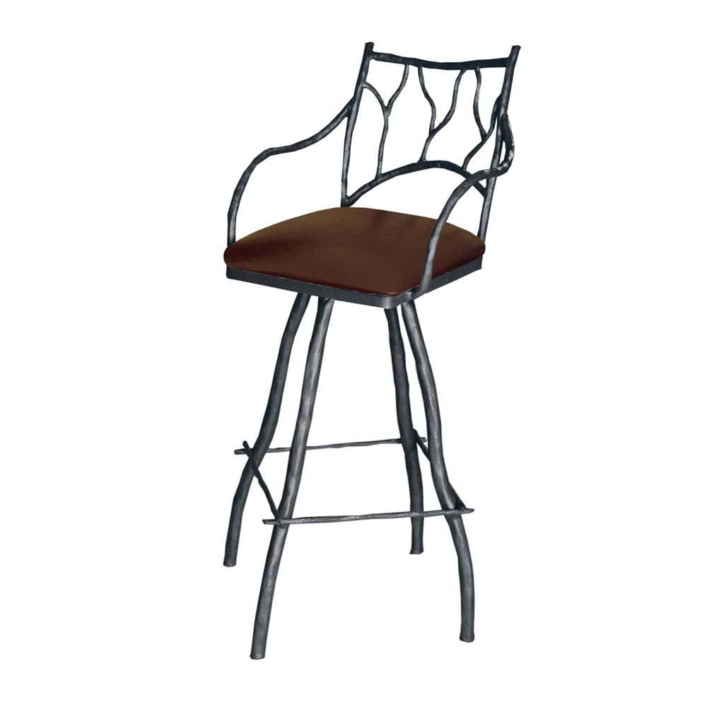 Rustic Wrought Iron Bar Stool - Woodbury - Iron Accents