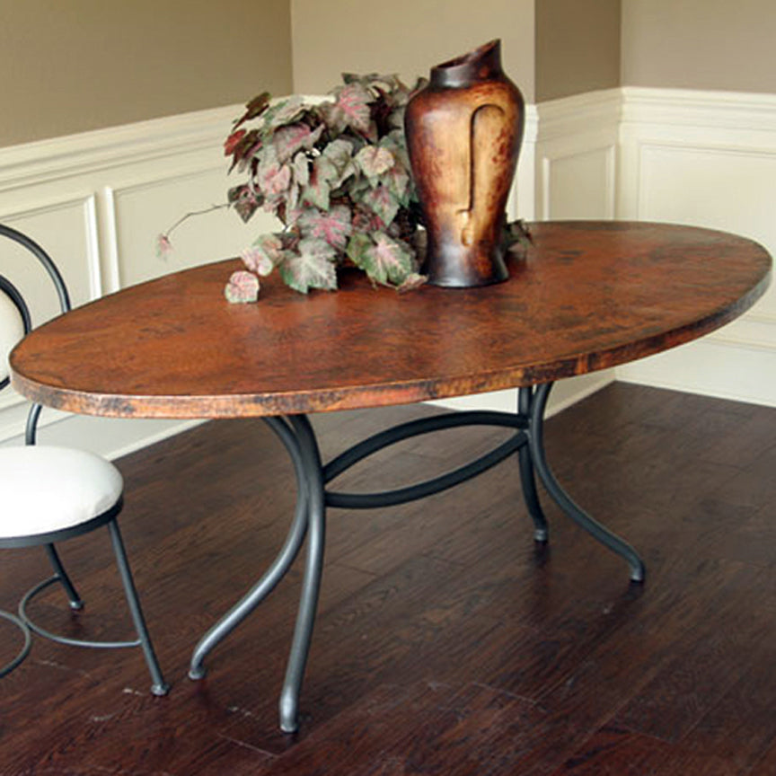 Italia Oval Dining Table / Base -72x44-Iron Accents