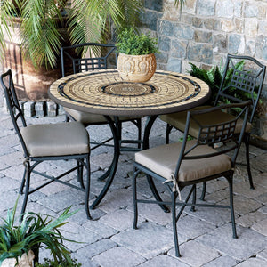 Slate Stone Mosaic Patio Table-Iron Accents