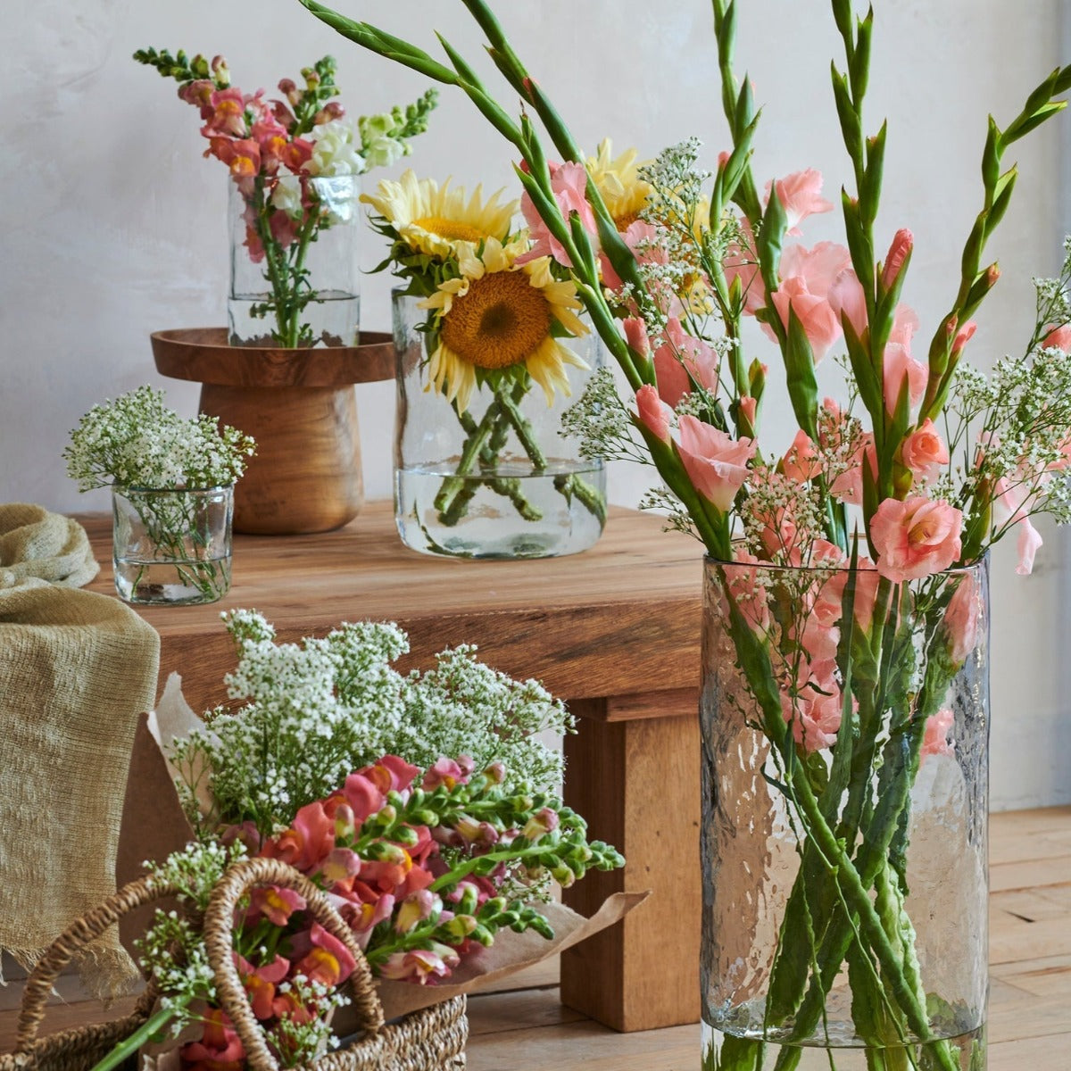 Texture Glass Votive/Vases Iron Accents