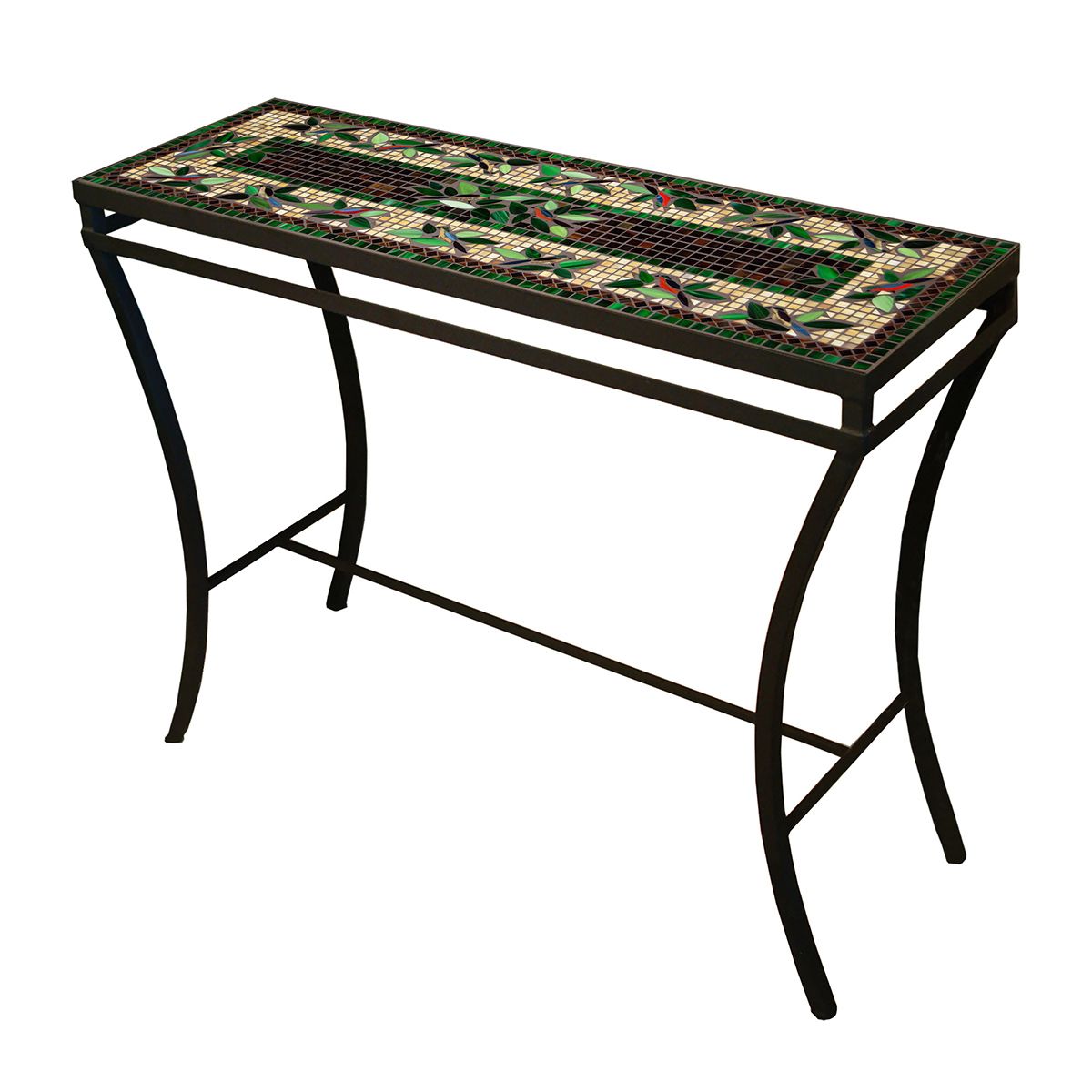 Finch Mosaic Console Table-Iron Accents