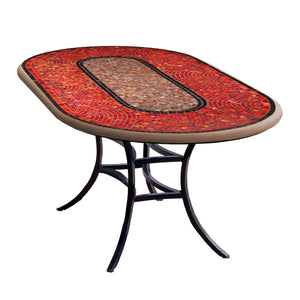 Ruby Glass Mosaic Oval Bistro-Iron Accents