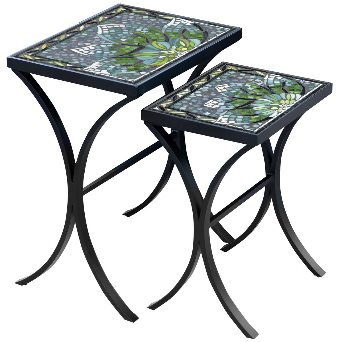 Lovina Mosaic Nesting Tables-Iron Accents