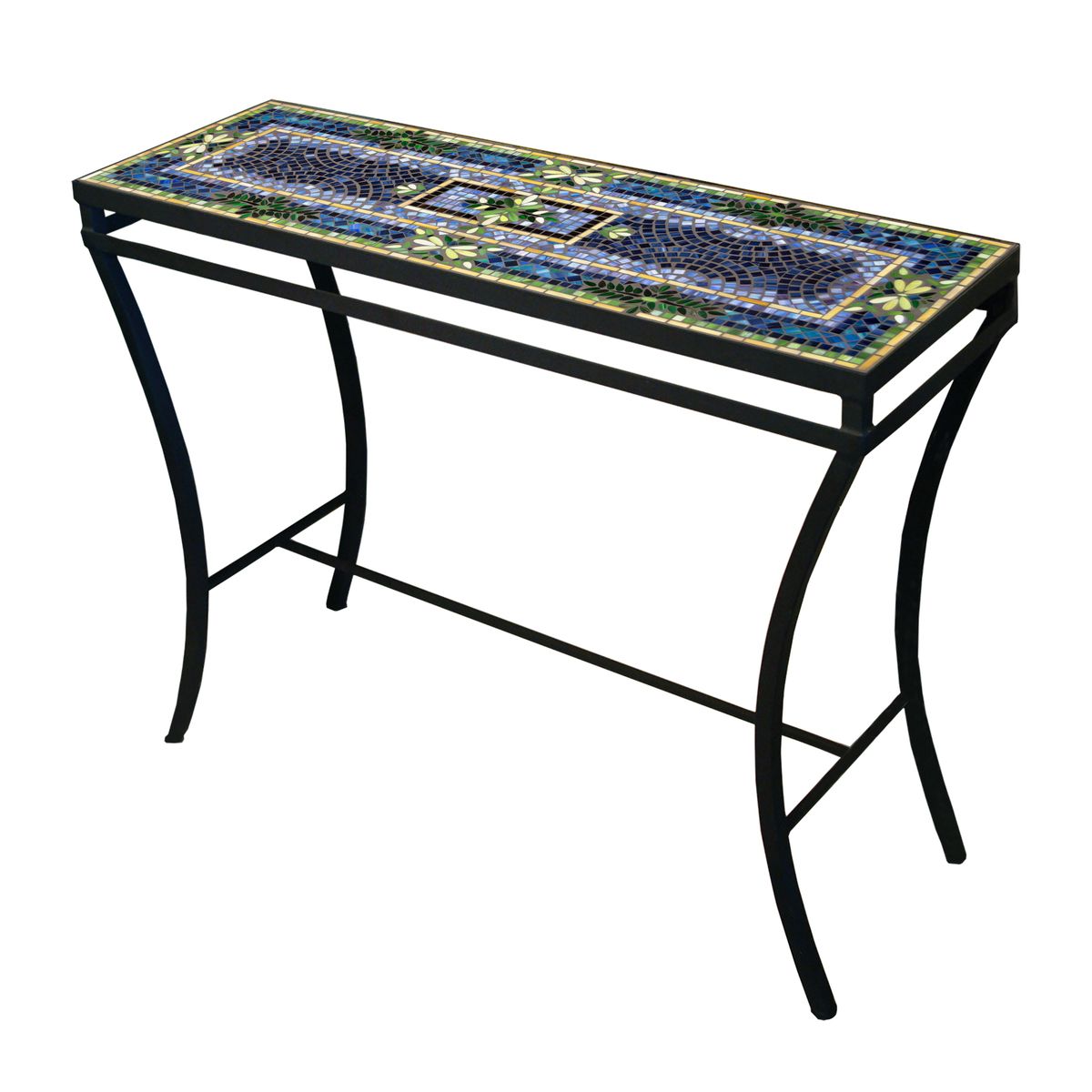 Lake Como Mosaic Console Table-Iron Accents