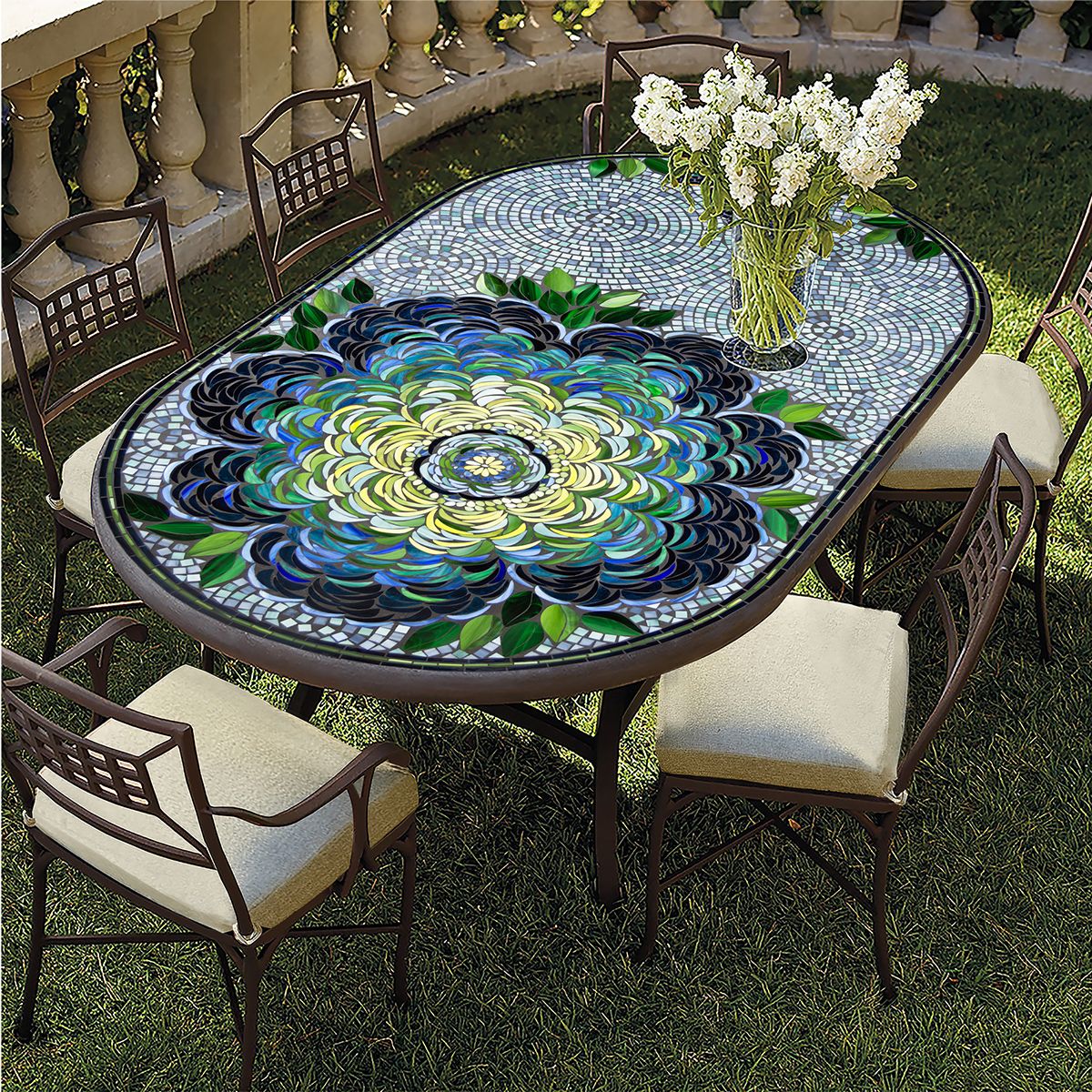 Giovella Mosaic Oval Bistro-Iron Accents