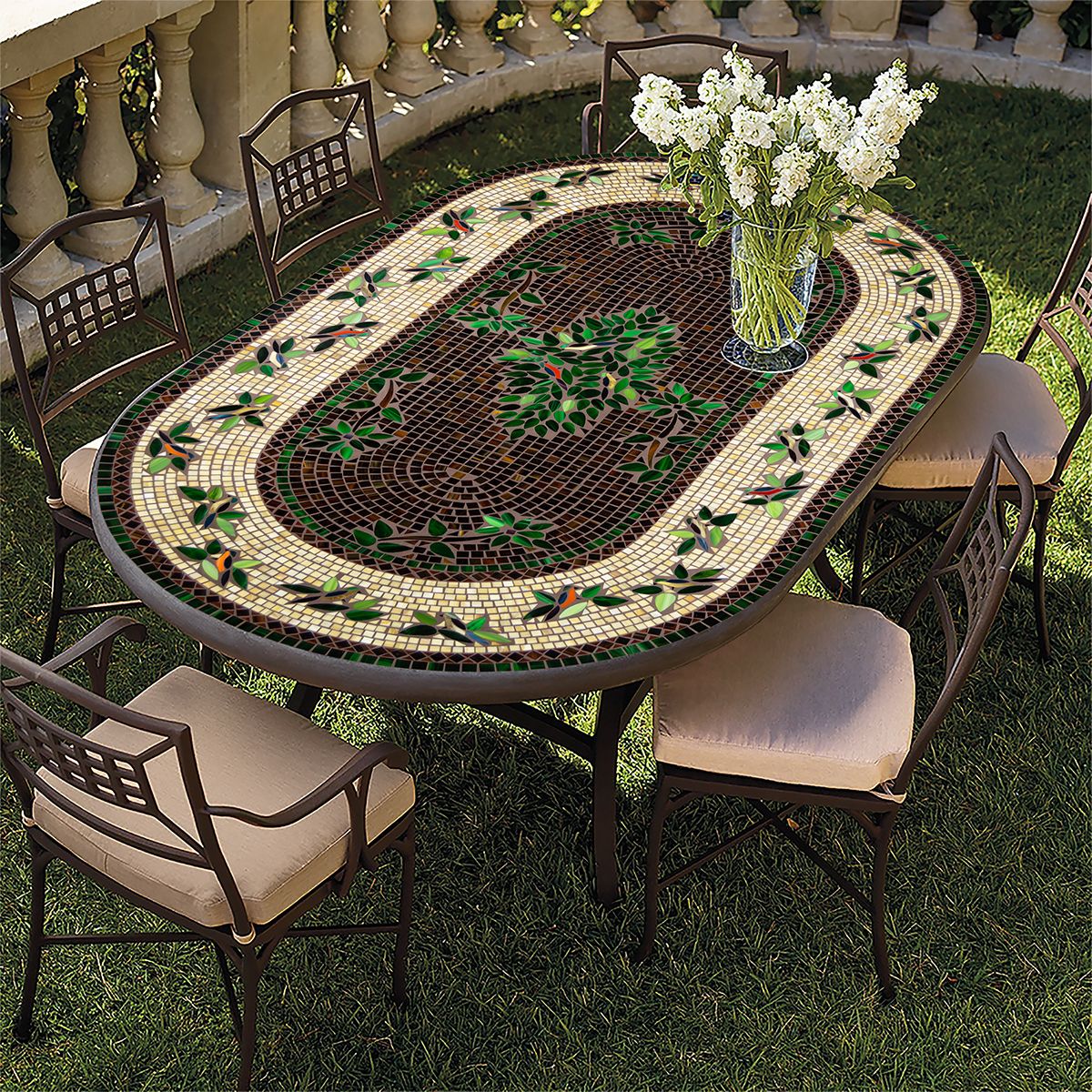Finch Mosaic Oval Bistro-Iron Accents