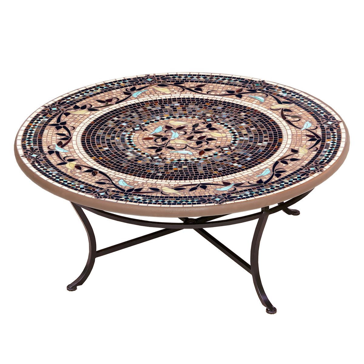Provence Mosaic Coffee Table-Iron Accents