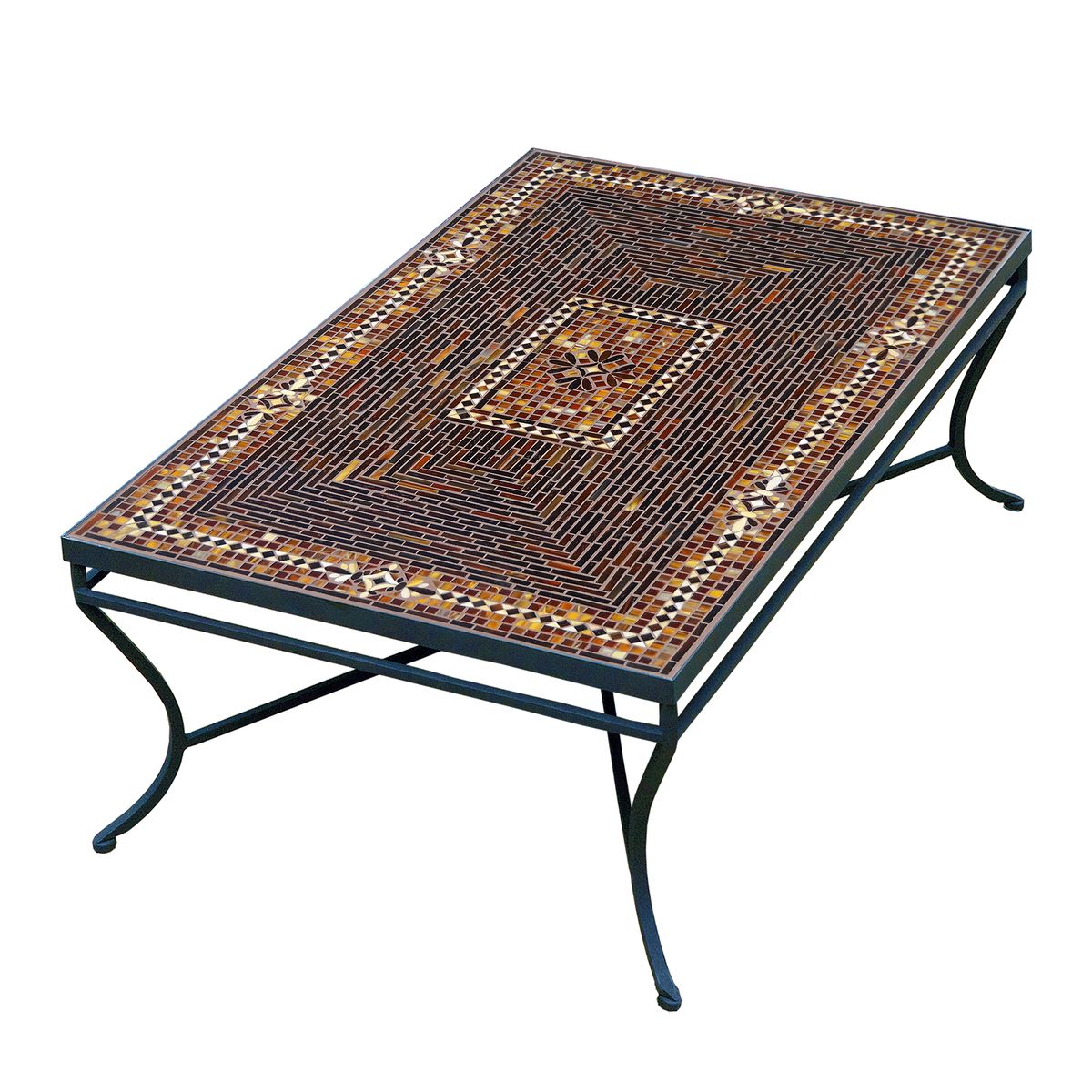 Mahogany Atlas Mosaic Coffee Table - Rect-Iron Accents