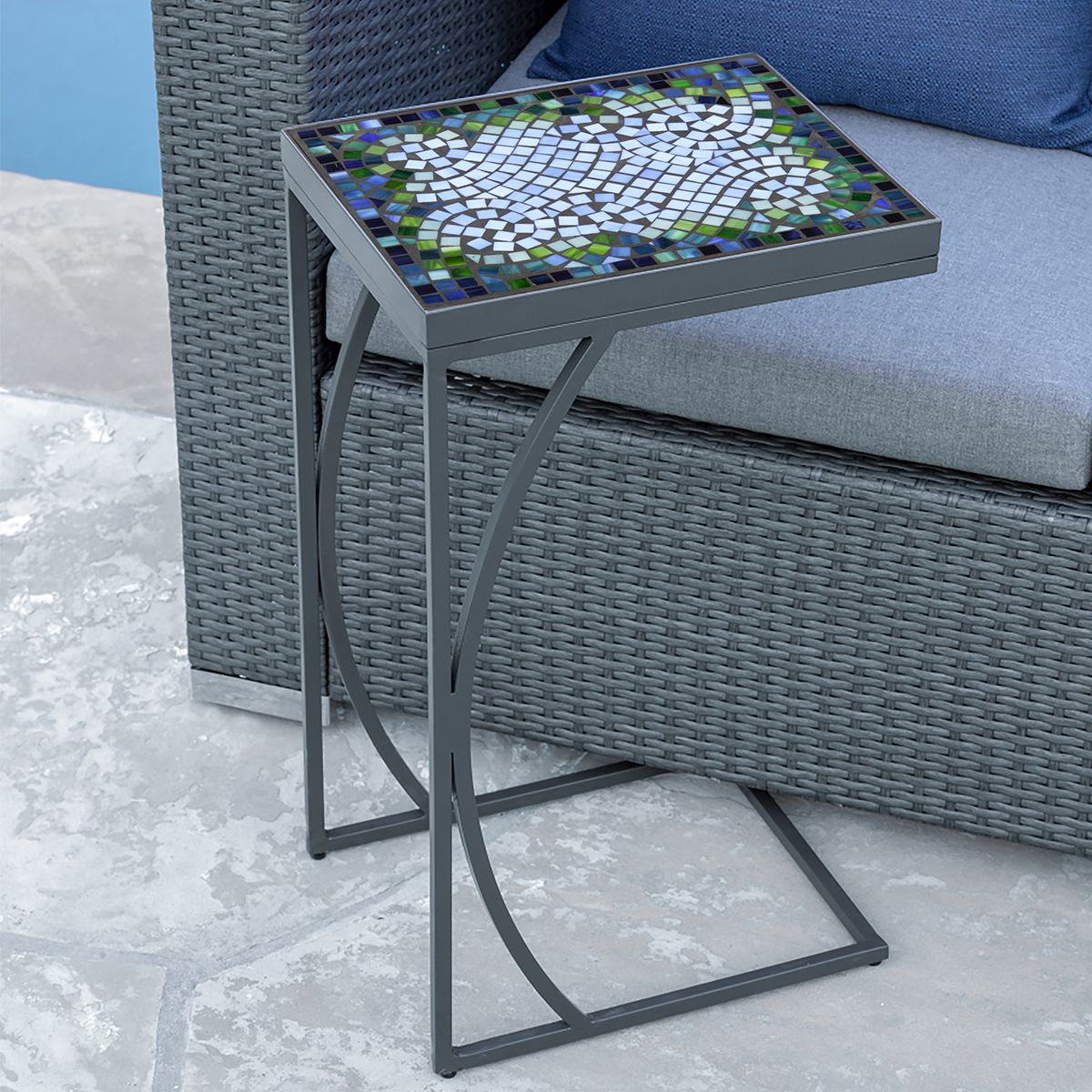 Belize Mosaic C-Table-Iron Accents