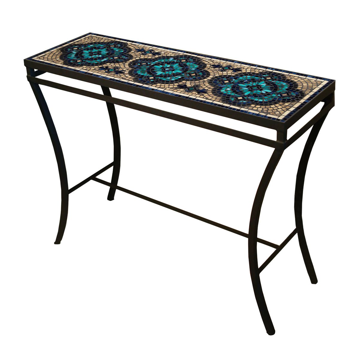 Sardinia Mosaic Console Table-Iron Accents