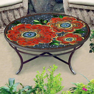 Zinnia Mosaic Coffee Table-Iron Accents