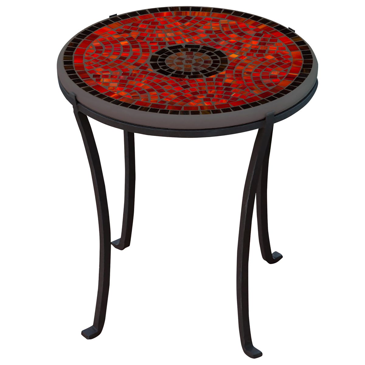 Ruby Glass Mosaic Chaise Table-Iron Accents