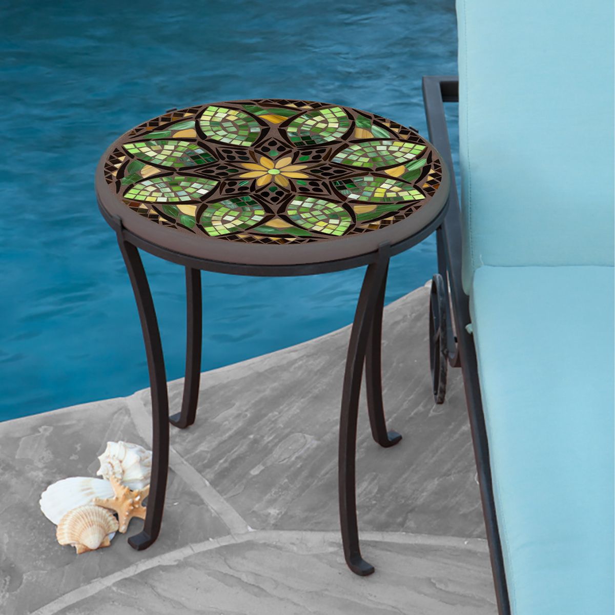 Arenal Mosaic Chaise Table-Iron Accents