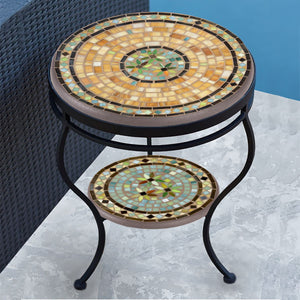 Malibu Mosaic Side Table - Tiered-Iron Accents