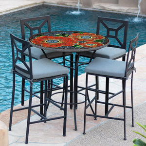 Zinnia Mosaic High Dining Table-Iron Accents