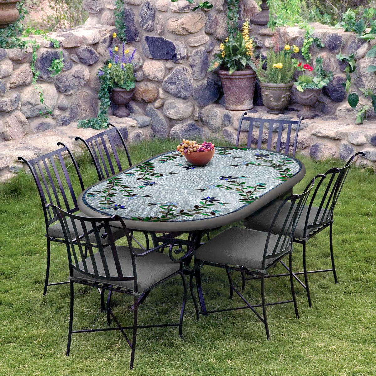 Patio Table 72-84" Iron & Mosaic - Create a Set-Iron Accents