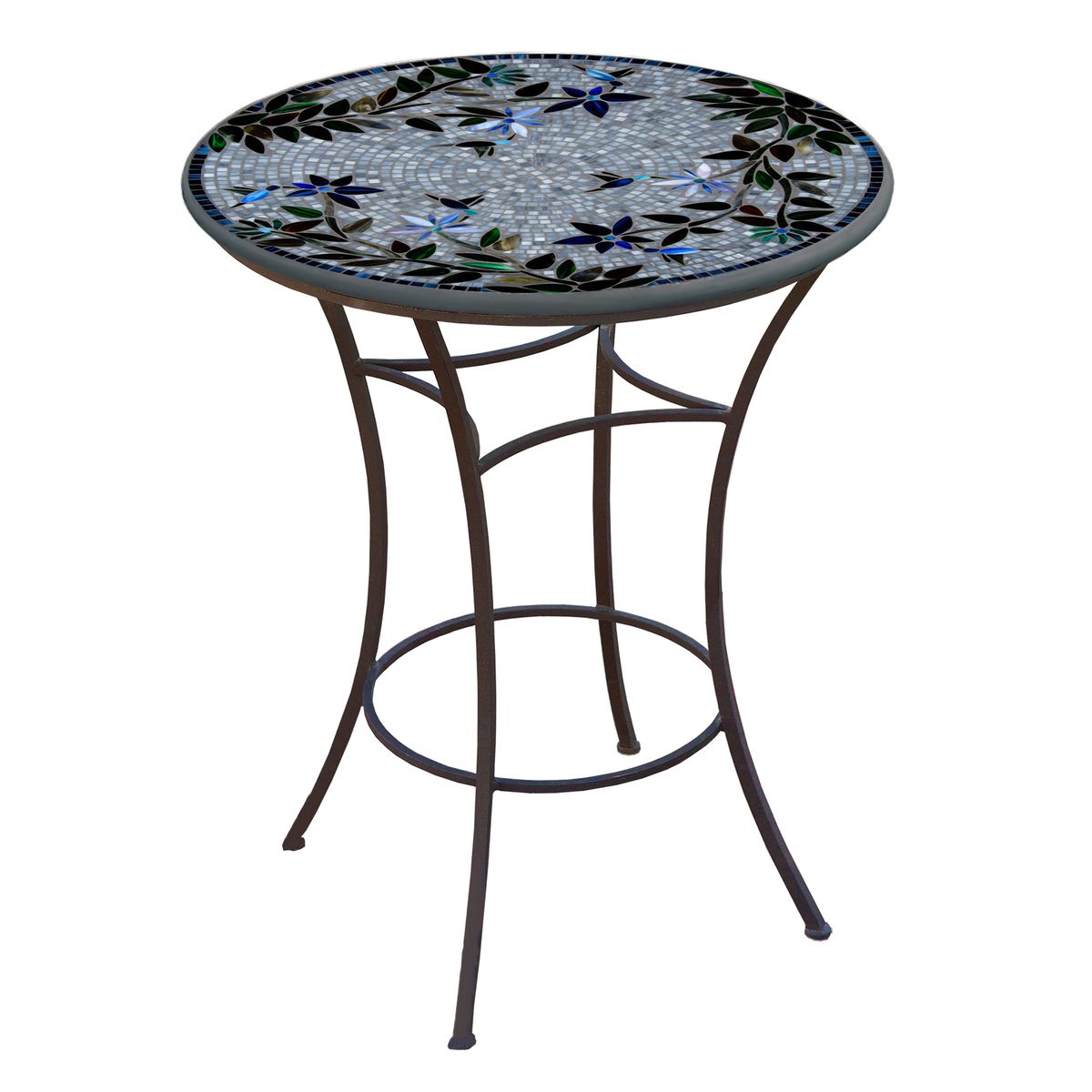 Royal Hummingbird Mosaic High Dining Table-Iron Accents