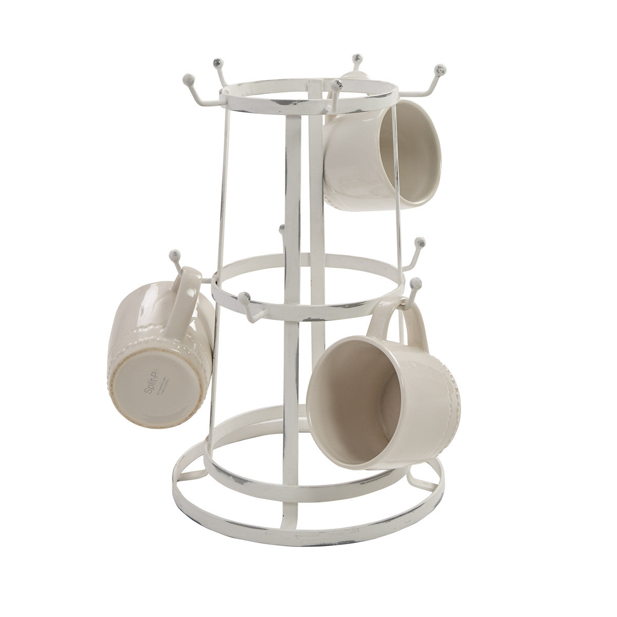 Whitewash 10-Mug Rack - Iron Accents