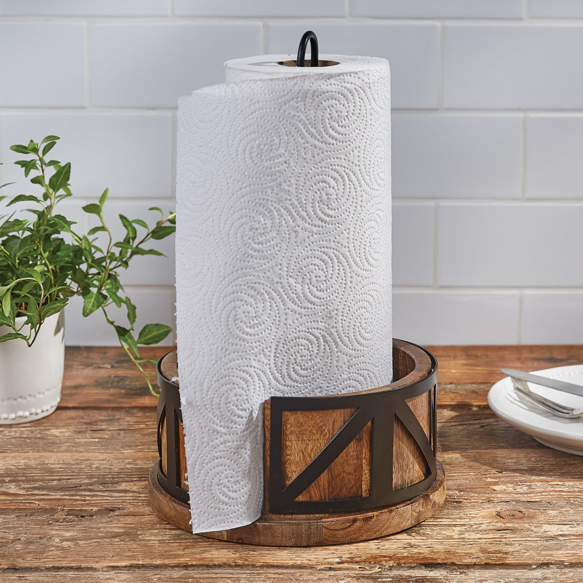 MINLUFUL Vintage Paper Towel Holder Stand - Cast Iron Kitchen Countertop  Decor Roll Paper Towel Holder Dispenser, Easy Tear Paper Towel Holder, Red