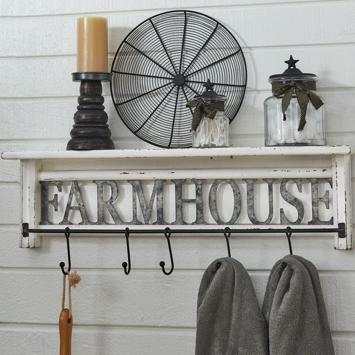 Farmhouse Shelf with Hooks