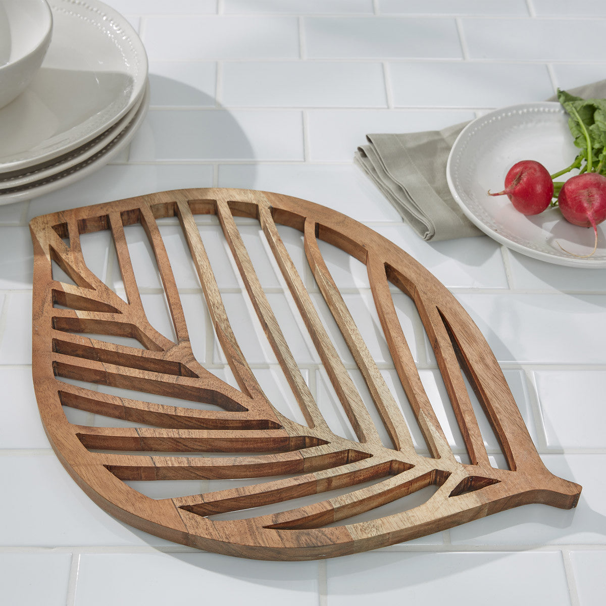 Wooden Leaf Plate Charger