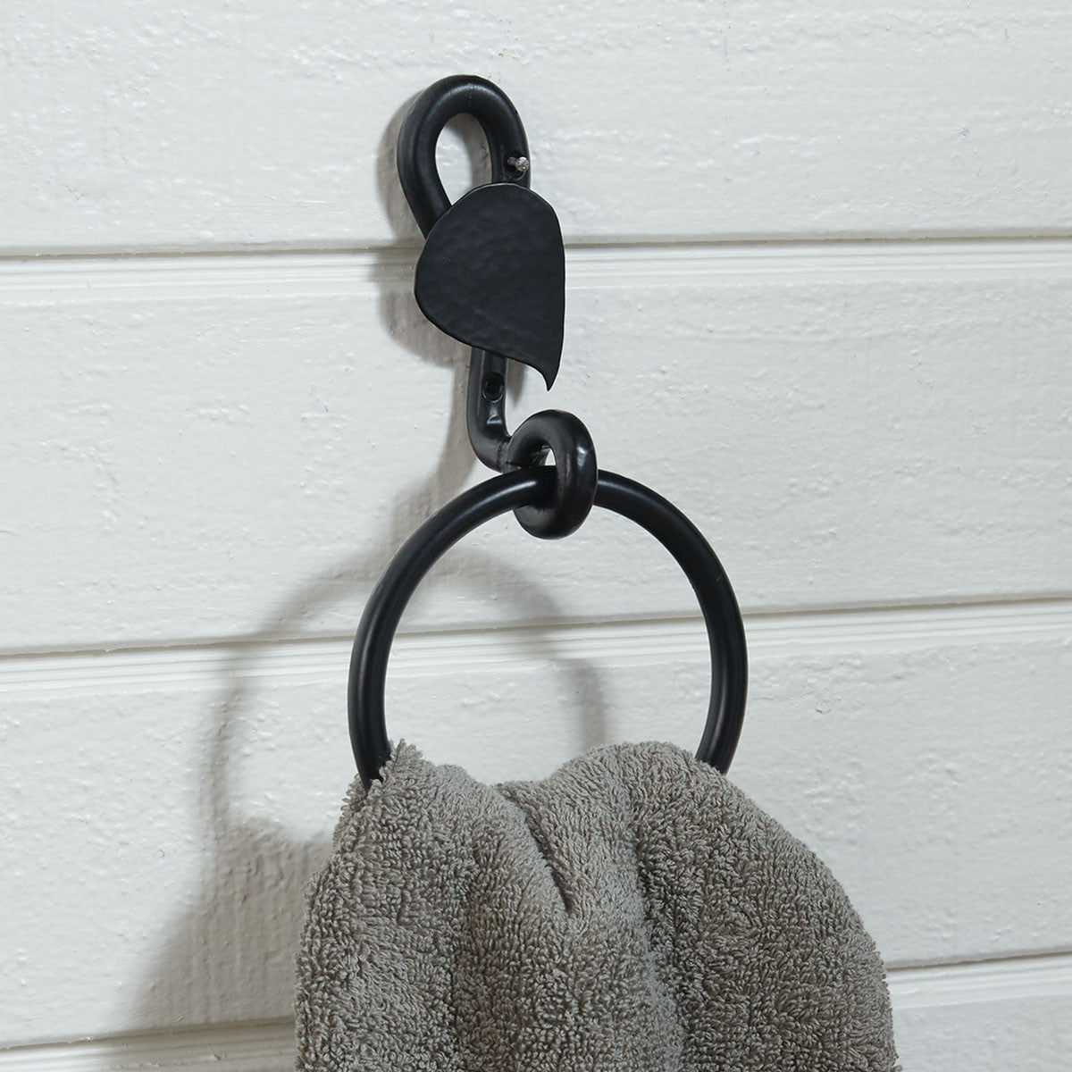 Forged Leaf Towel Ring | Iron Accents