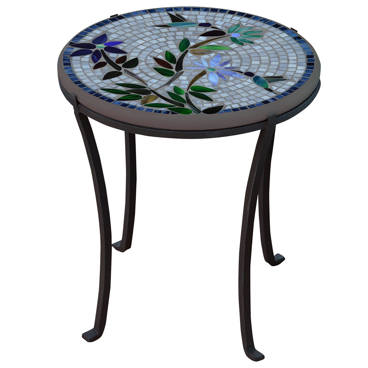 Royal Hummingbird Mosaic Chaise Table-Iron Accents