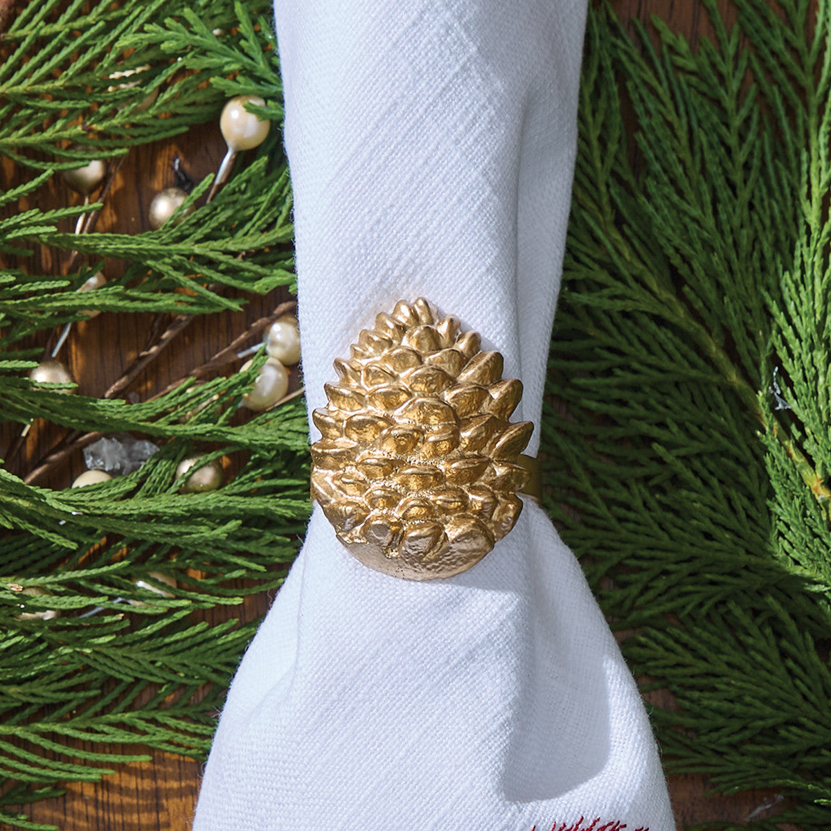 Golden Pinecone Napkin Rings