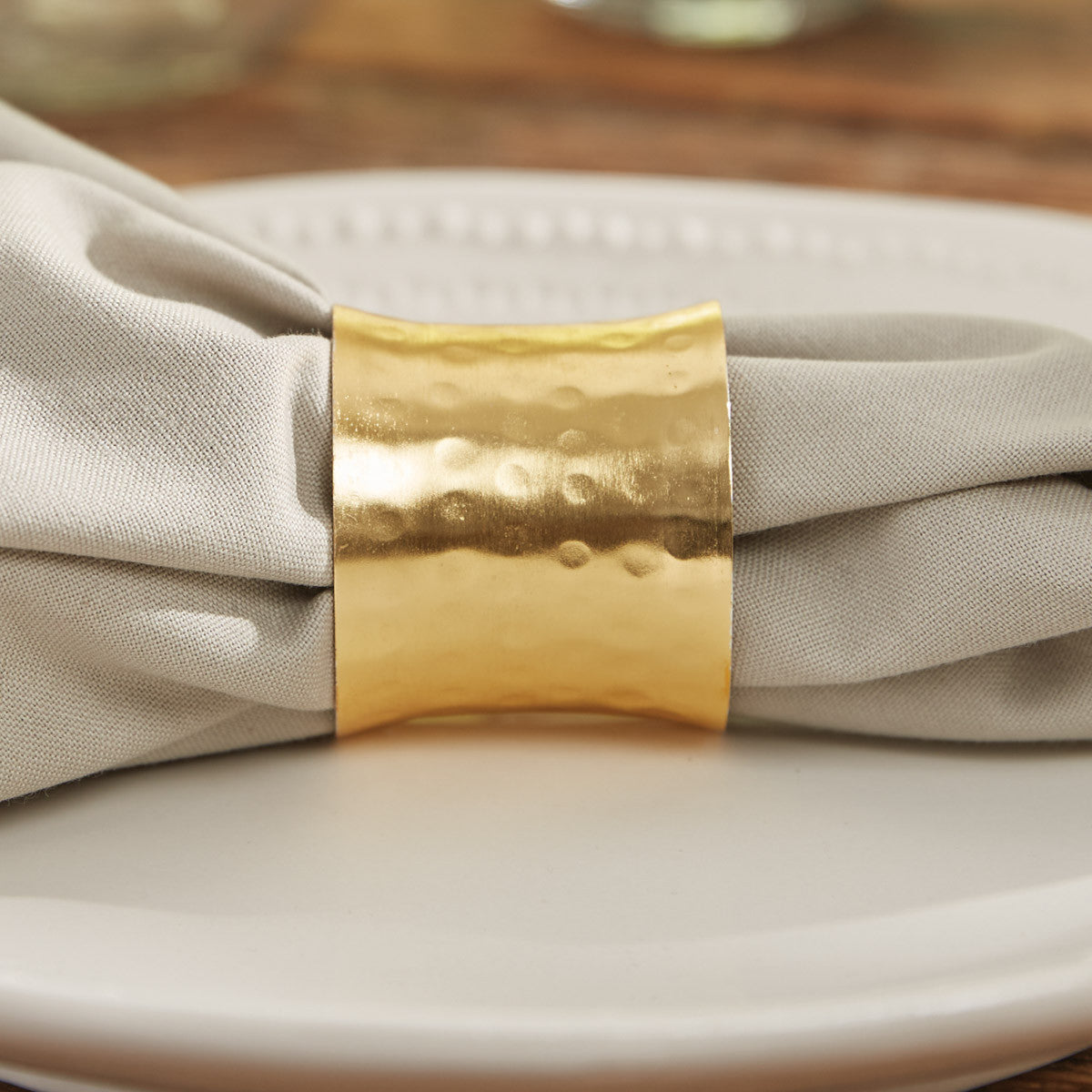 Hammered Gold Napkin Rings (Set-4)