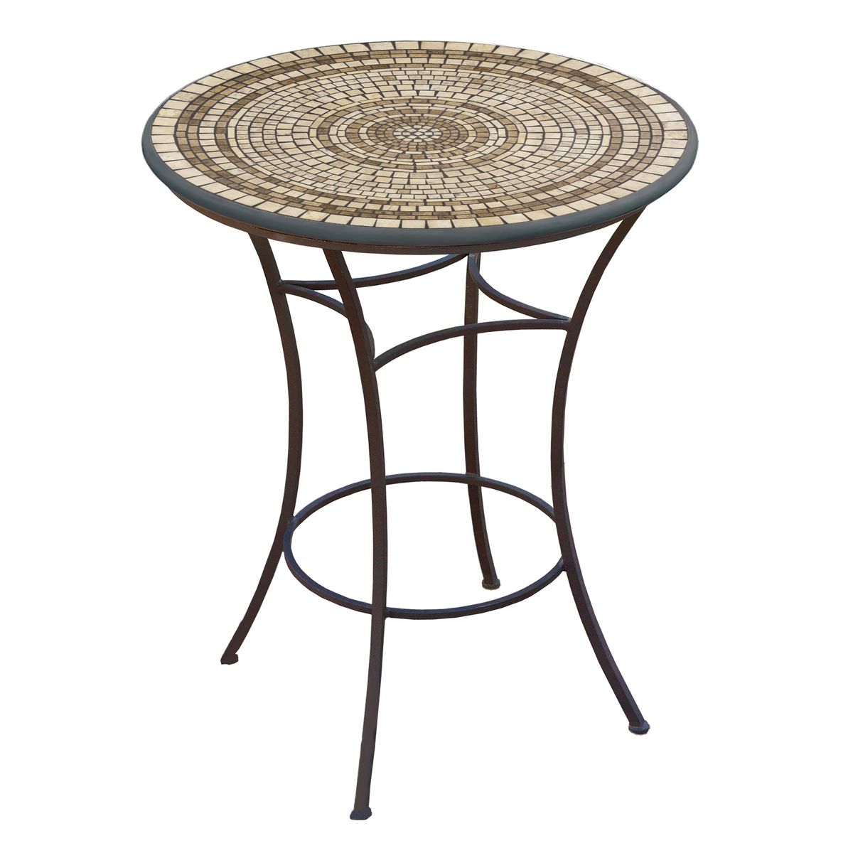 Marble Stone Mosaic High Dining Table-Iron Accents