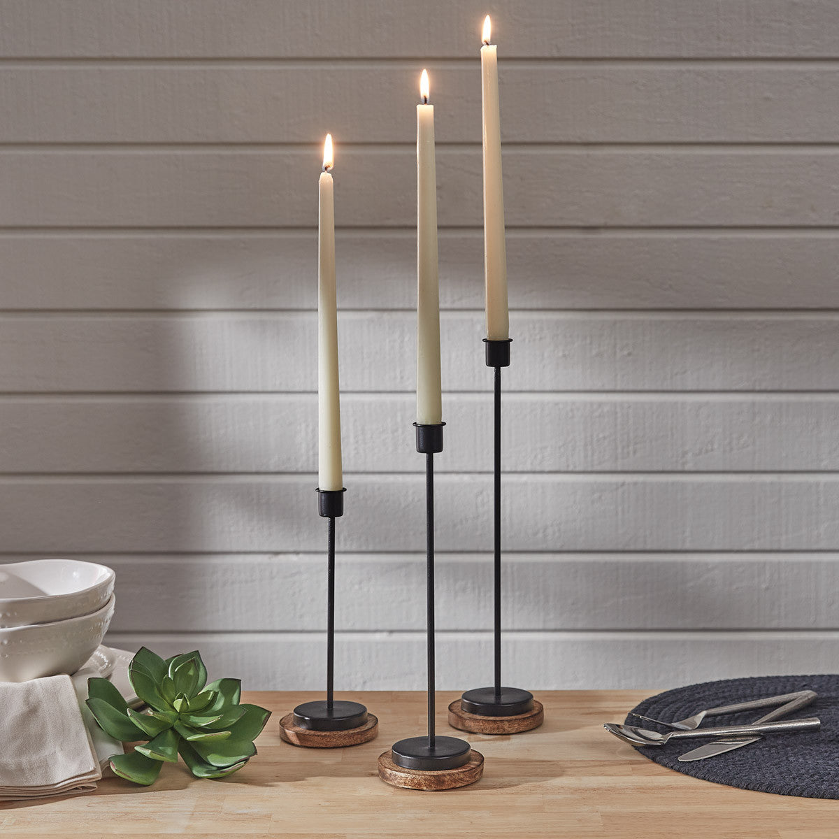 Wood & Iron Taper Holders