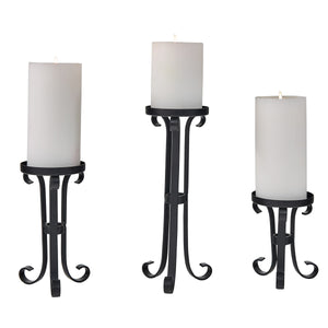 Scrolled Pillar Candle Holders