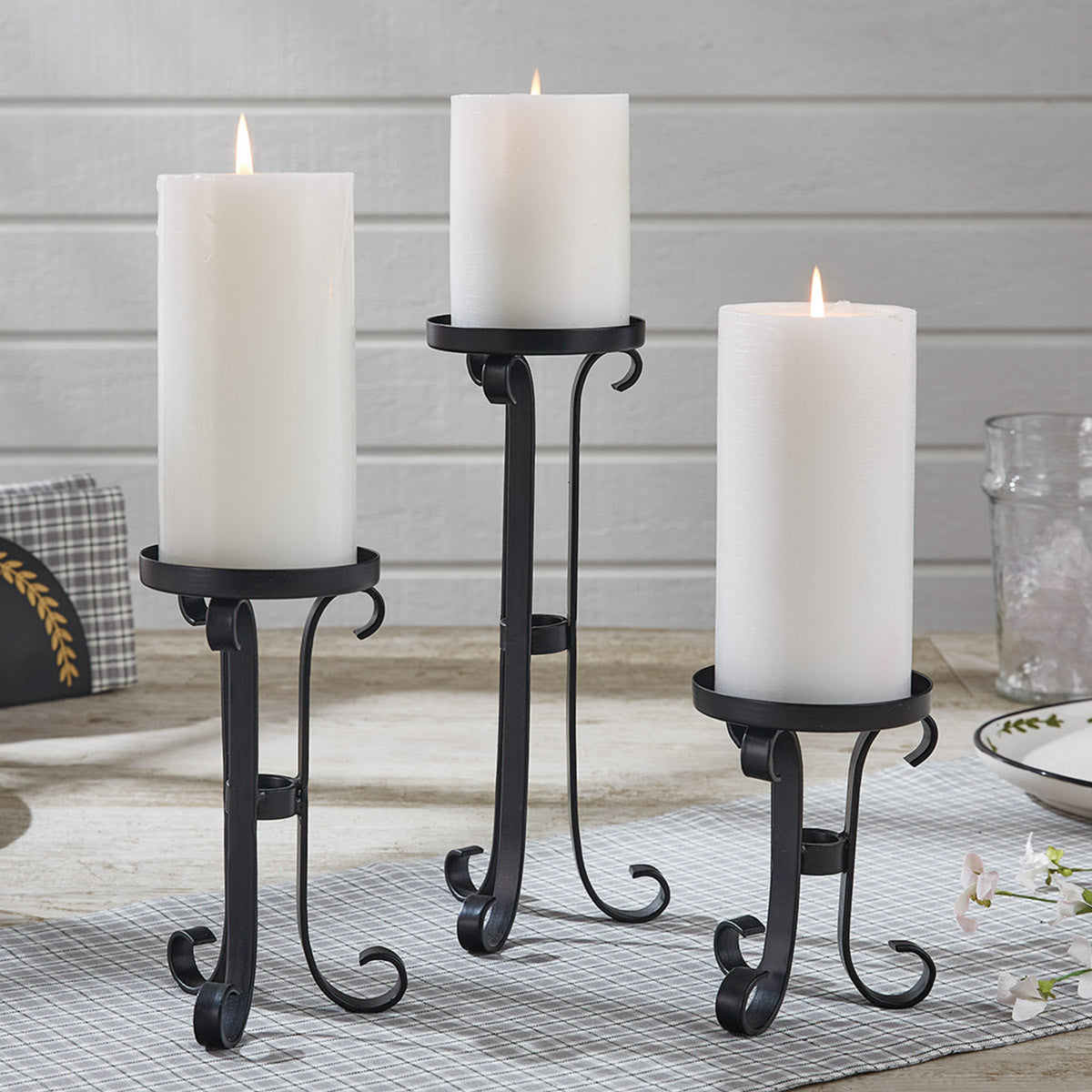Scrolled Pillar Candle Holders