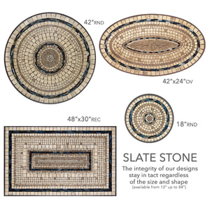 Slate Stone Mosaic Table Tops-Iron Accents