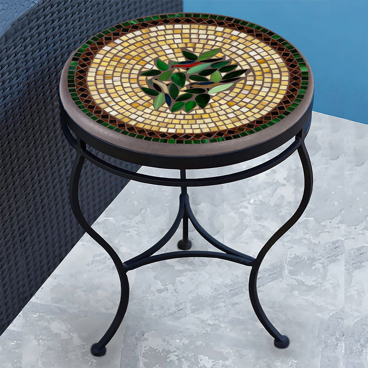 Finch Mosaic Side Table-Iron Accents