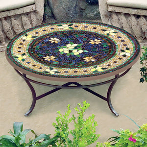 Tuscan Lemons Mosaic Coffee Table-Iron Accents