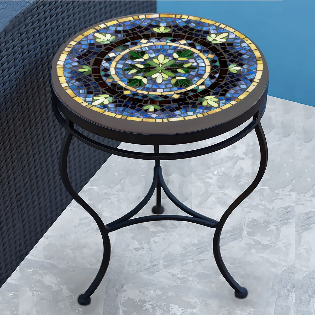 Lake Como Mosaic Side Table-Iron Accents