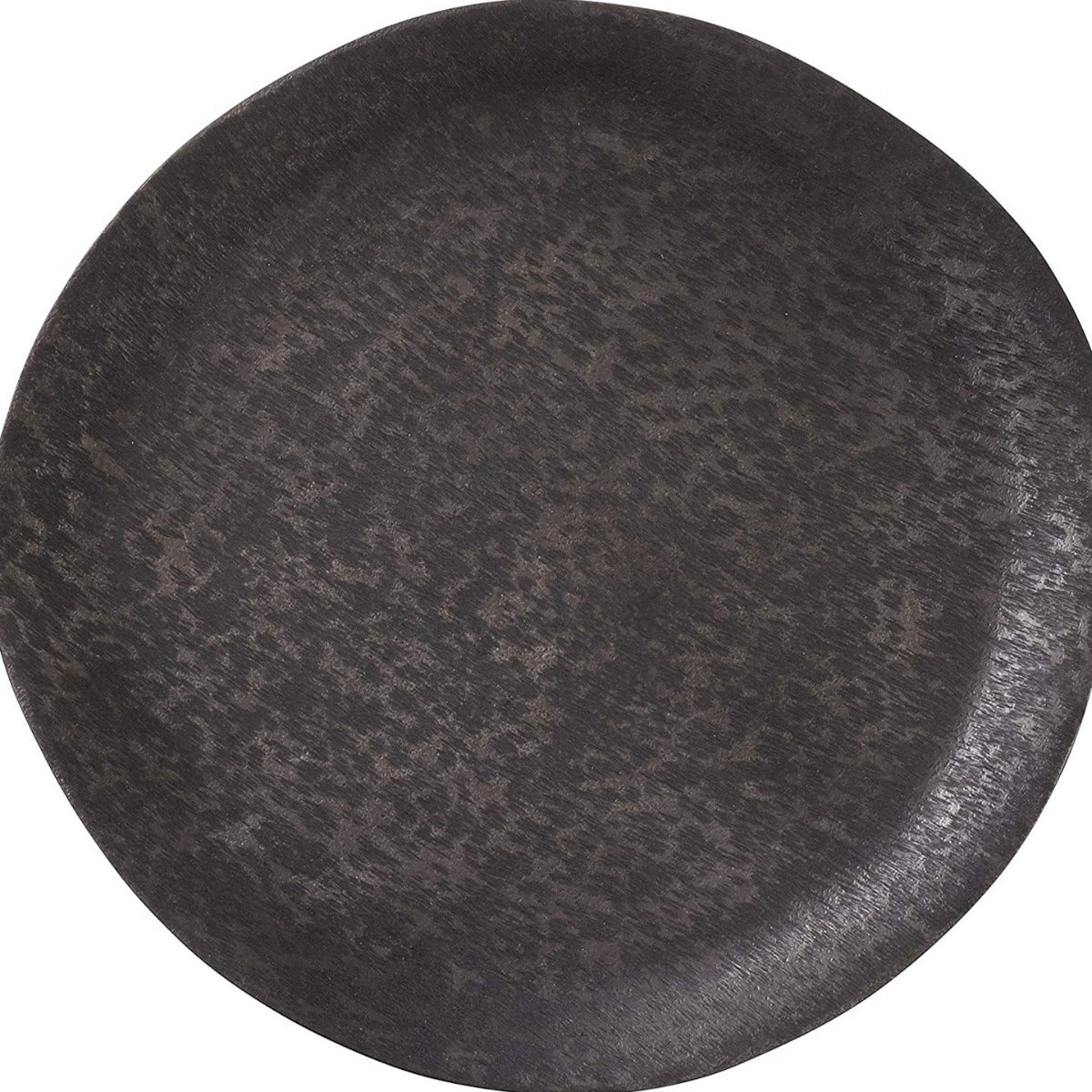 Brushed Satin Chargers-Iron Accents