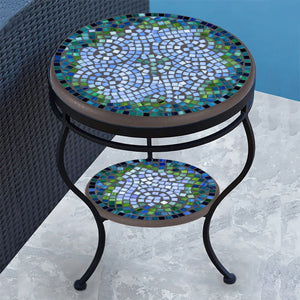 Belize Mosaic Side Table - Tiered-Iron Accents