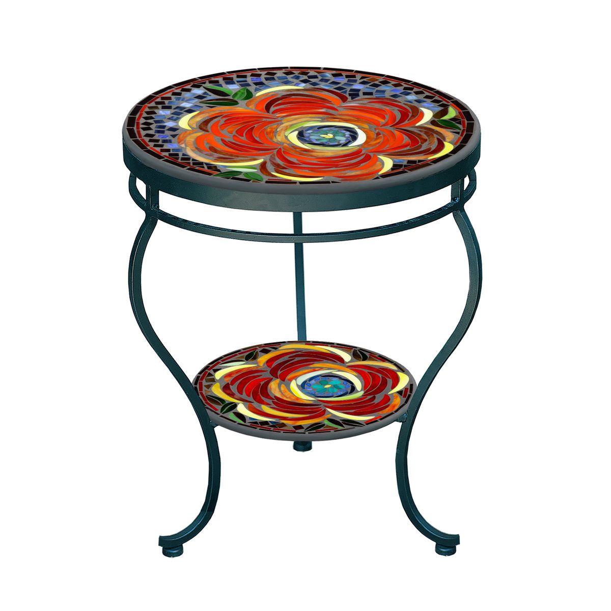 Zinnia Mosaic Side Table - Tiered-Iron Accents