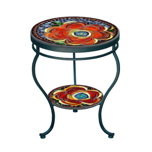 Zinnia Mosaic Side Table - Tiered-Iron Accents