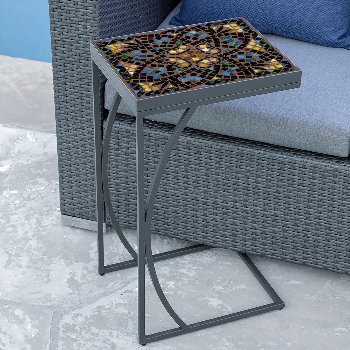 Monaco Mosaic C-Table-Iron Accents