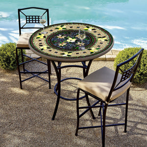 Tuscan Lemons Mosaic High Dining Table-Iron Accents