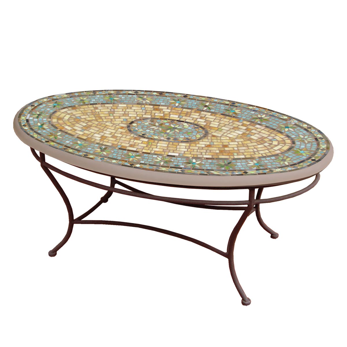 Malibu Mosaic Coffee Table Oval Neille Olson Mosaics Iron
