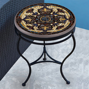 Almirante Mosaic Side Table-Iron Accents