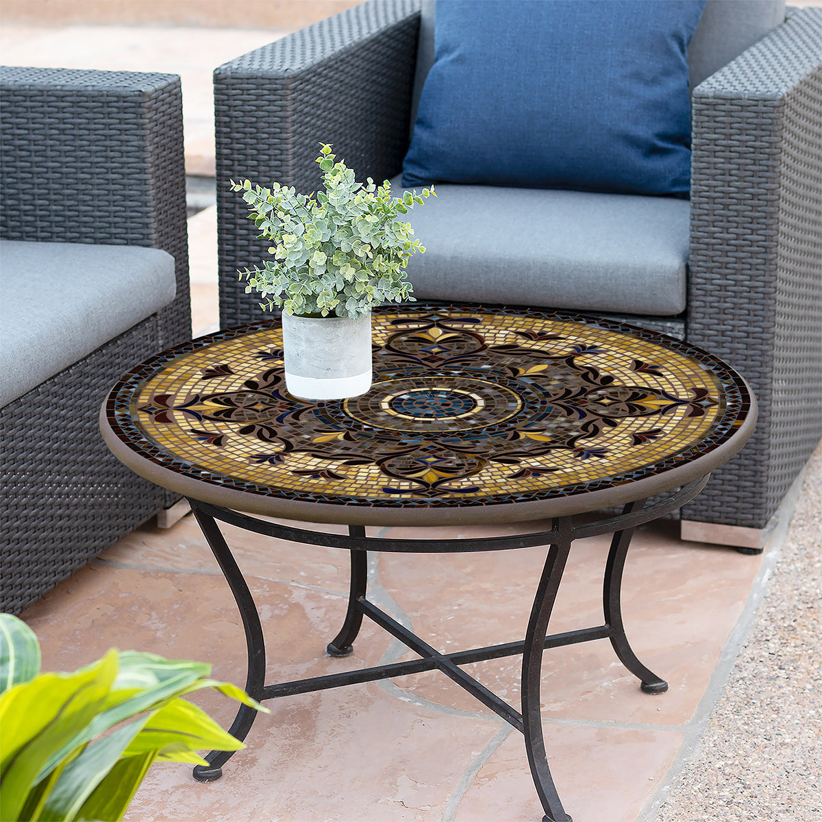 Almirante Mosaic Coffee Table-Iron Accents