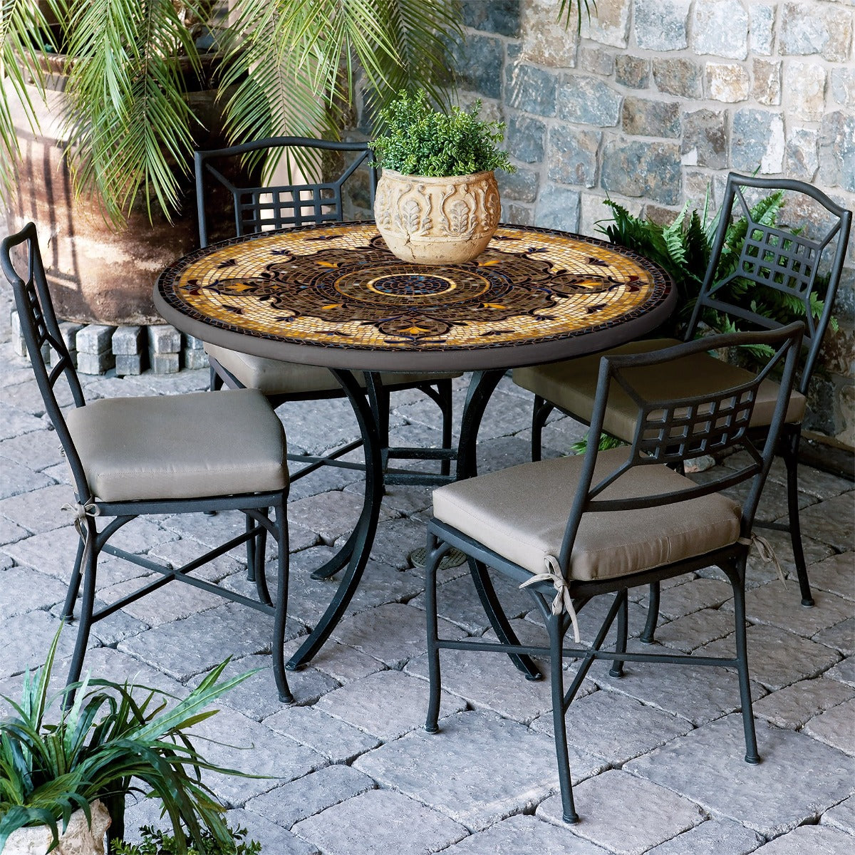 Almirante Mosaic Patio Table-Iron Accents